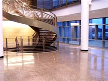 Polished concrete commercial building floor